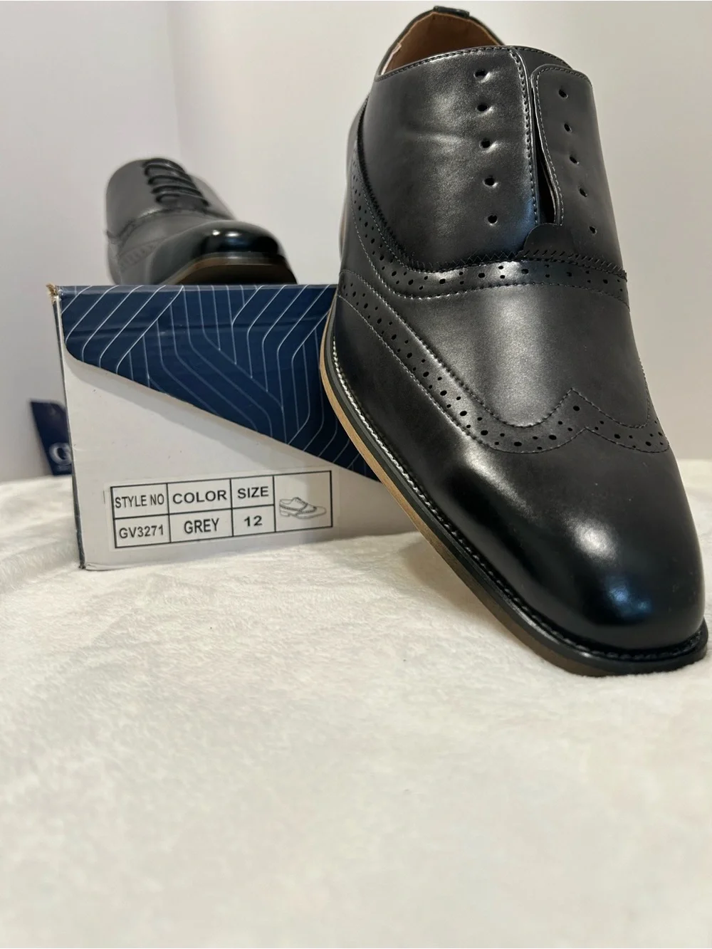 Gino Vitale Men’s Size 12 Grey Wingtip Oxford Brogue Dress Shoes